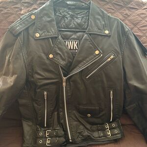 Black Leather Biker Jacket for Men